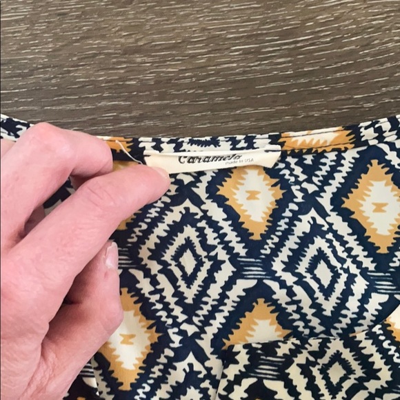 Navy & Mustard Pattern Dress - Picture 7 of 9